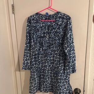 Blue Floral Long Sleeve Dress